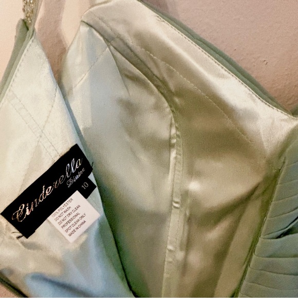 Sage Silk Chiffon Gown — Beaded Strap Elegance | Cinderella Divine | bb033 - Picture 8 of 10
